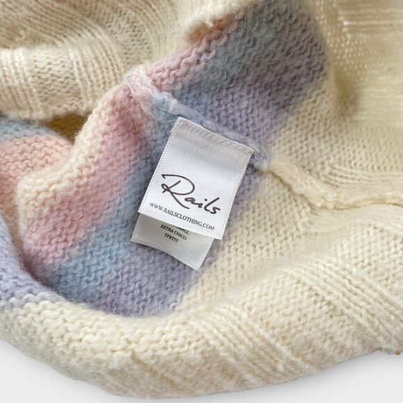 $188 Rails Sweater Womens X-Small Lani Sunset Striped Wool Alpaca Cream Colorful - Picture 9 of 14